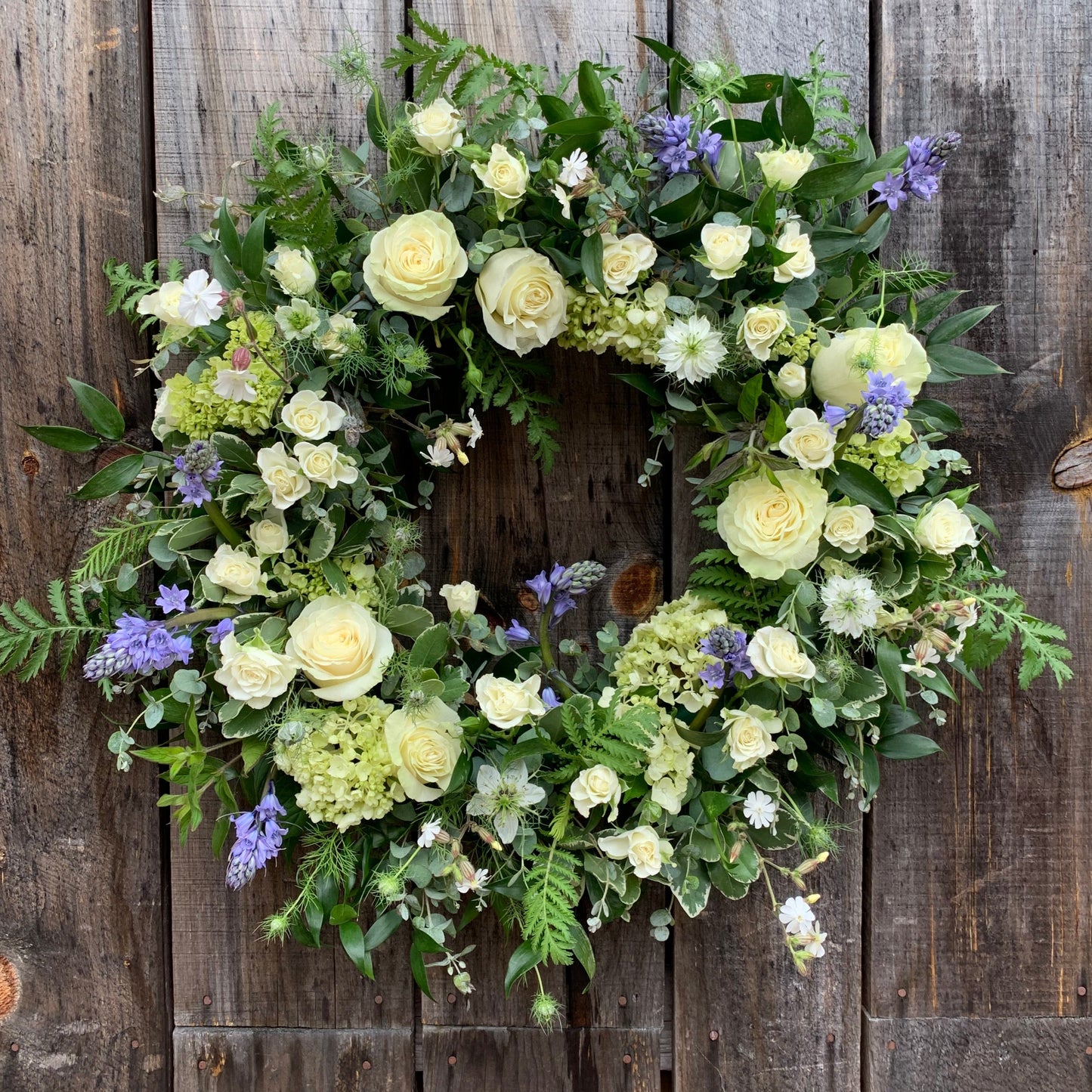 Blue and White Wreath